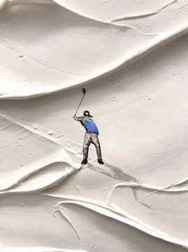 Snow Golf on Snowfield Wall Art Sport Decoración de habitación blanca de Knife 01 detalle Pinturas al óleo